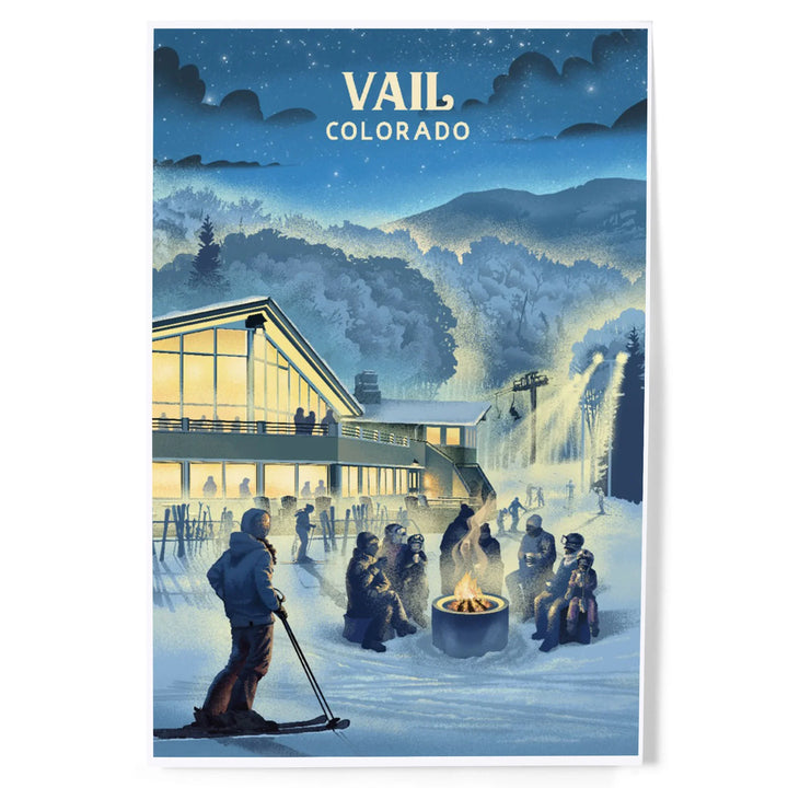 Vail, Colorado, Lithograph, Snow Lodge, Art & Giclee Prints