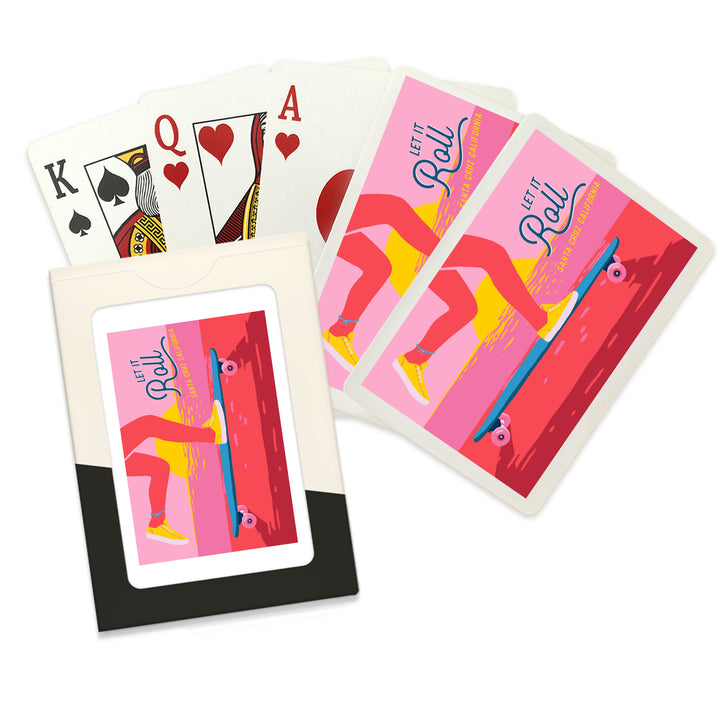 Playing Cards, Santa Cruz, California, Life's a Ride Collection, Skateboarding, Let It Roll, 52 Card Deck with Jokers in Box, Unique Art
