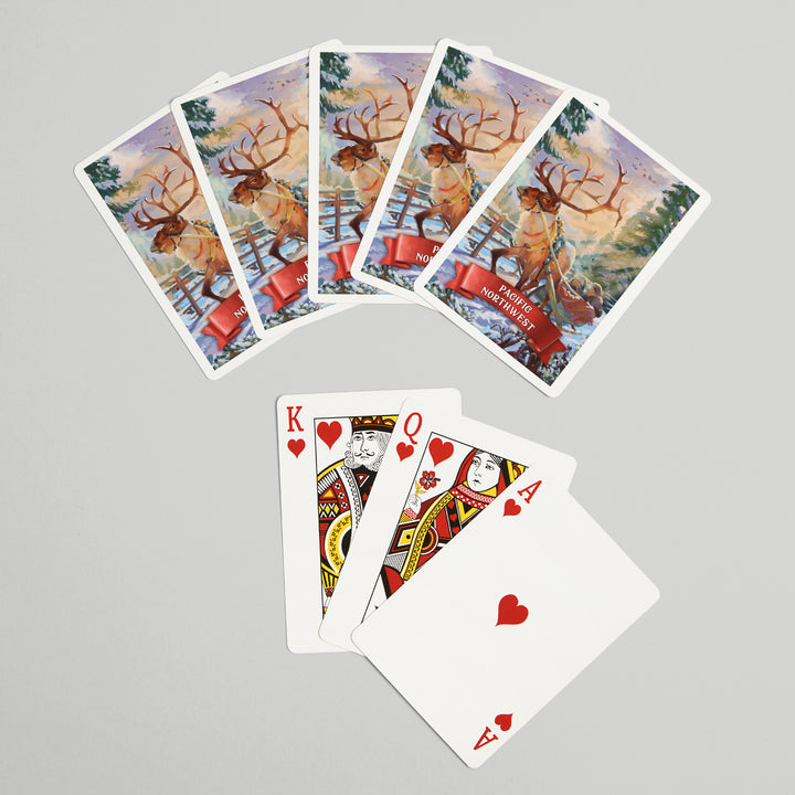 Playing Cards, Pacific Northwest, Sleigh Ride, 52 Card Deck with Jokers in Box, Unique Art