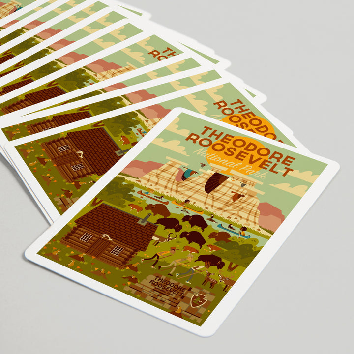 Playing Cards, Theodore Roosevelt National Park, North Dakota, Geometric National Park Series, 52 Card Deck with Jokers in Box, Unique Art
