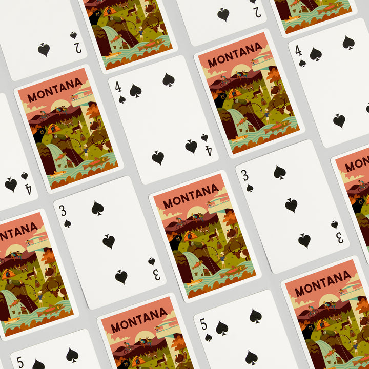 Playing Cards, Montana, Geometric National Park Series, 52 Card Deck with Jokers in Box, Unique Art