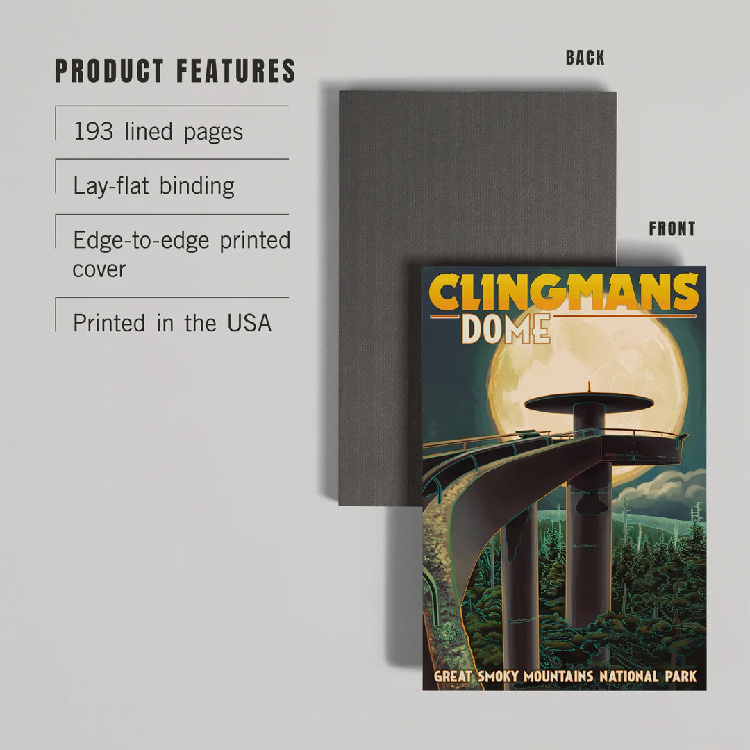 Lined 6x9 Journal, Great Smoky Mountains National Park, Tennessee, Clingmans Dome and Moon, Lay Flat, 193 Pages, FSC paper