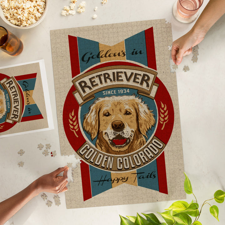 Golden, Colorado, Retro Beer Ad, Golden Retriever, Jigsaw Puzzle