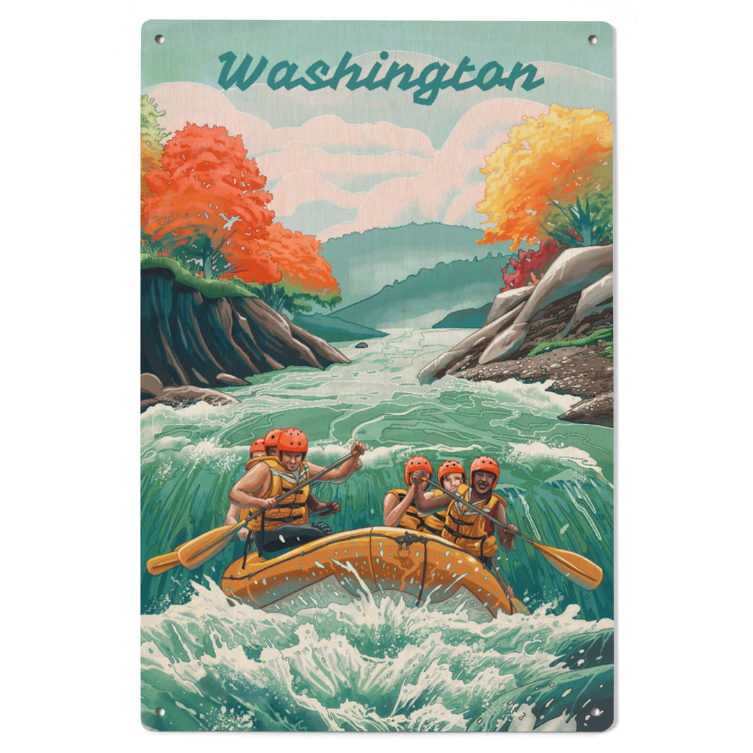 Washington, Seek Adventure, River Rafting wood signs and postcards