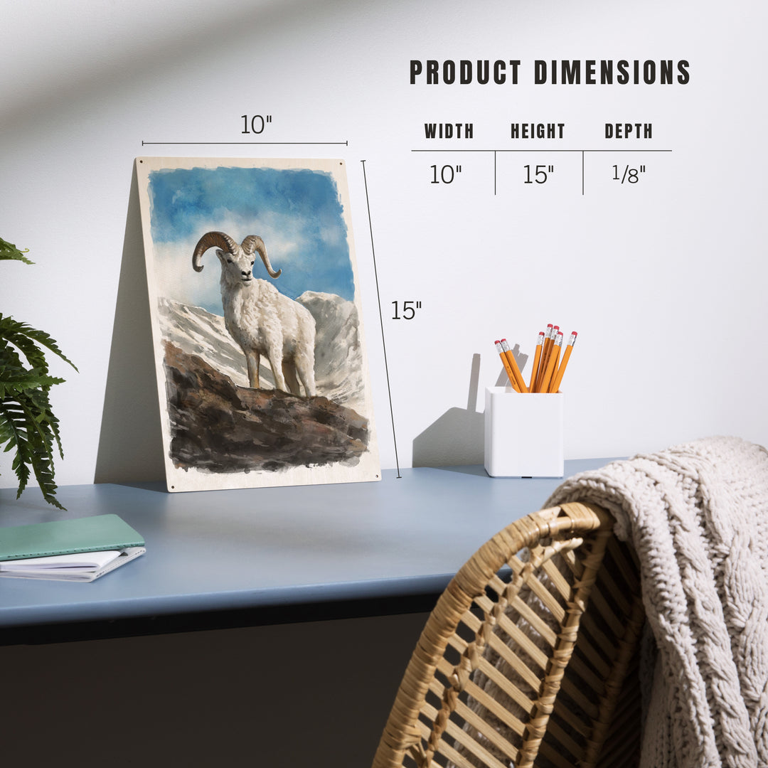 Watercolor Study, Dall Sheep, Wood Signs and Postcards