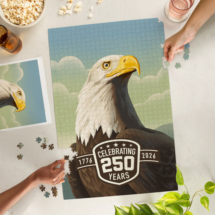 USA 250th Anniversary, Lithograph Wildlife Series, Bald Eagle, 1000 Piece Jigsaw Puzzle
