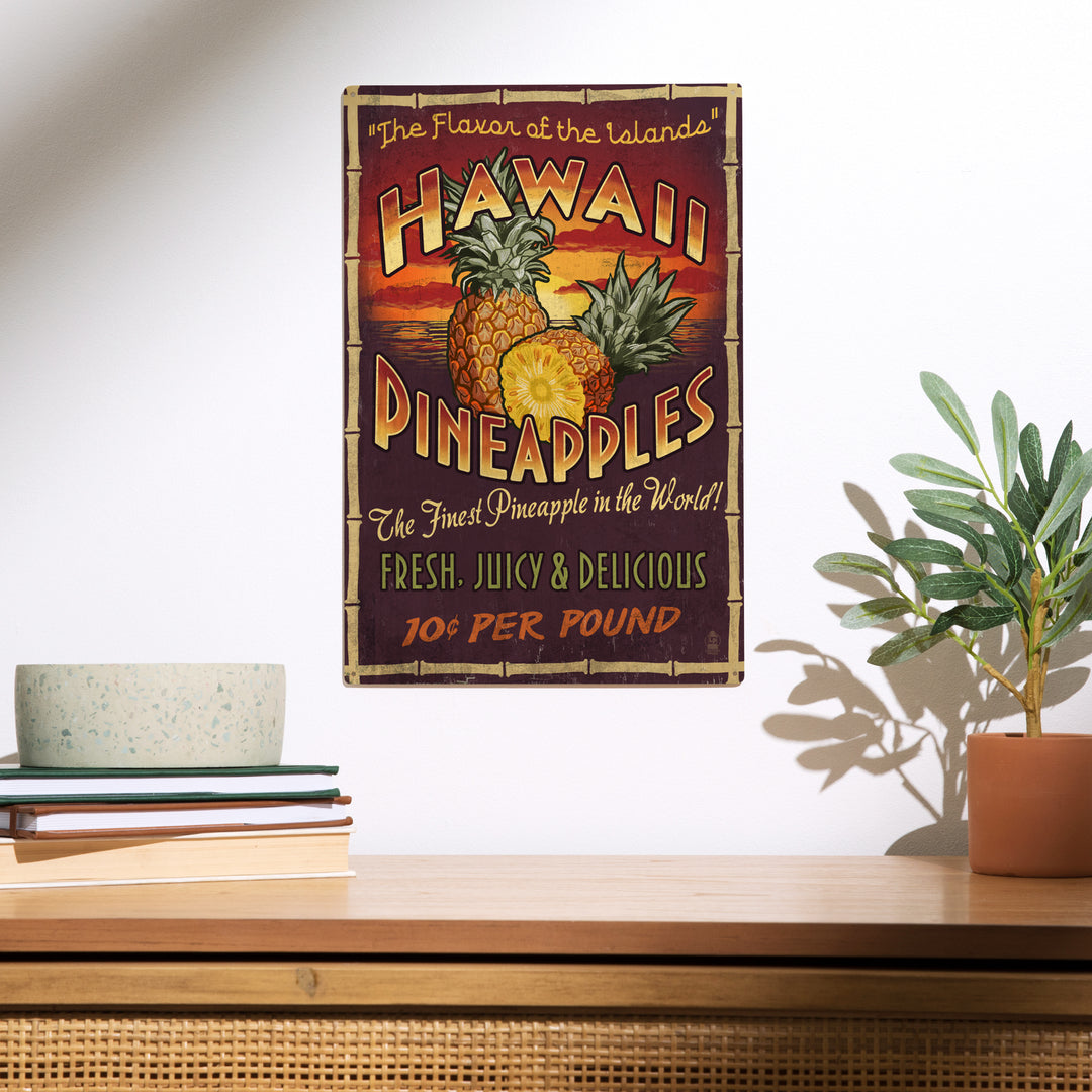 Hawaiian Pineapple, Vintage Sign, Wood Sign and Postcards
