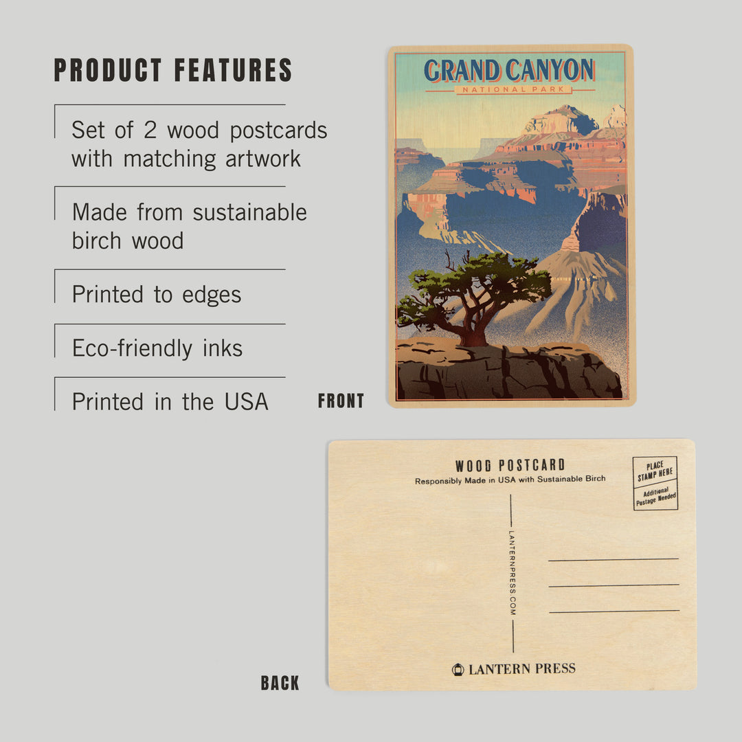 Grand Canyon National Park, Arizona, Lithograph, Wood Sign and Postcards