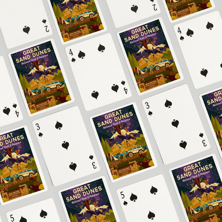 Playing Cards, Great Sand Dunes National Park and Preserve, Colorado, Geometric Night Scene, 52 Card Deck with Jokers in Box, Unique Art