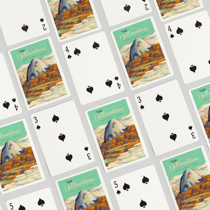 Playing Cards, Yellowstone National Park, Oil Painting, Mammoth Geyser, 52 Card Deck with Jokers in Box, Unique Art
