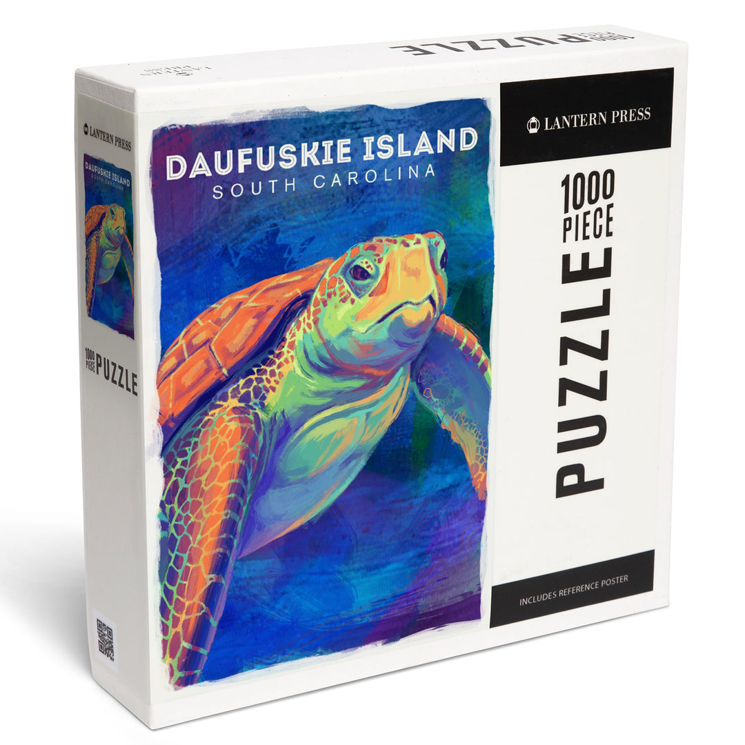 Daufuskie Island, South Carolina, Vivid Watercolor, Sea Turtle, Jigsaw Puzzle