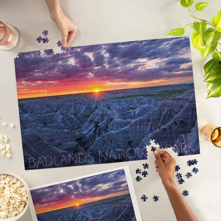Badlands National Park, South Dakota, Purple Sunrise, Jigsaw Puzzle