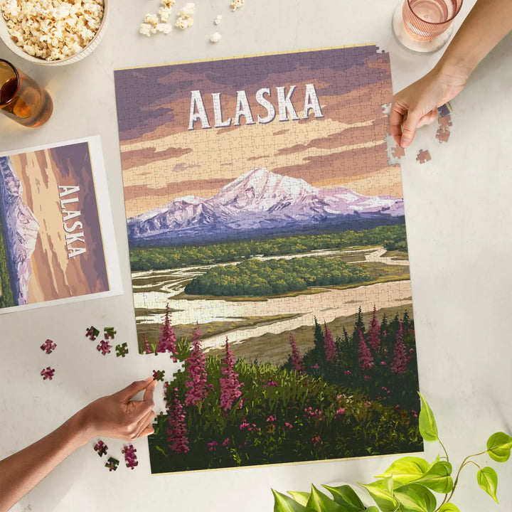 Alaska, Painterly, Mount Drum, Jigsaw Puzzle