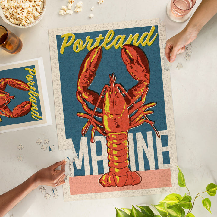 Portland, Maine, Woodblock City Series, Lobster, 1000 Piece Jigsaw Puzzle