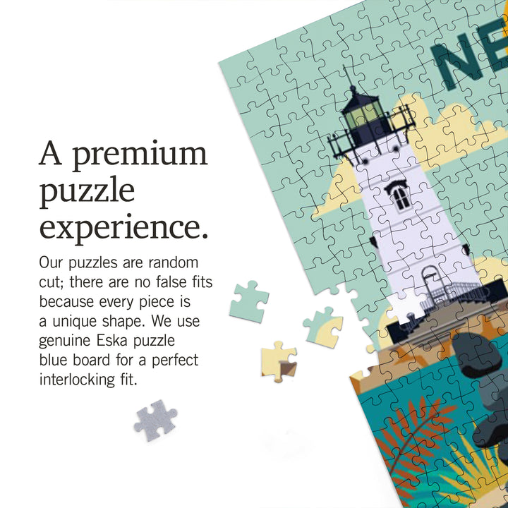 Newport, Oregon, Geometric, Beach and Lighthouse, 1000 Piece Jigsaw Puzzle