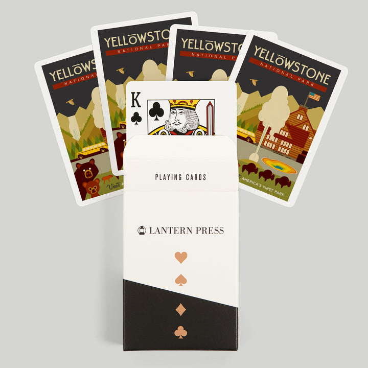 Playing Cards, Yellowstone National Park, WY, Geometric, 52 Card Deck with Jokers in Box, Unique Art