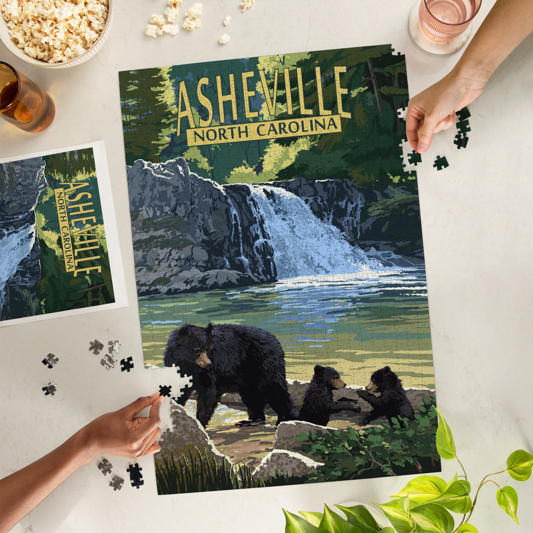 Asheville, North Carolina, Painterly, Falls, Jigsaw Puzzle