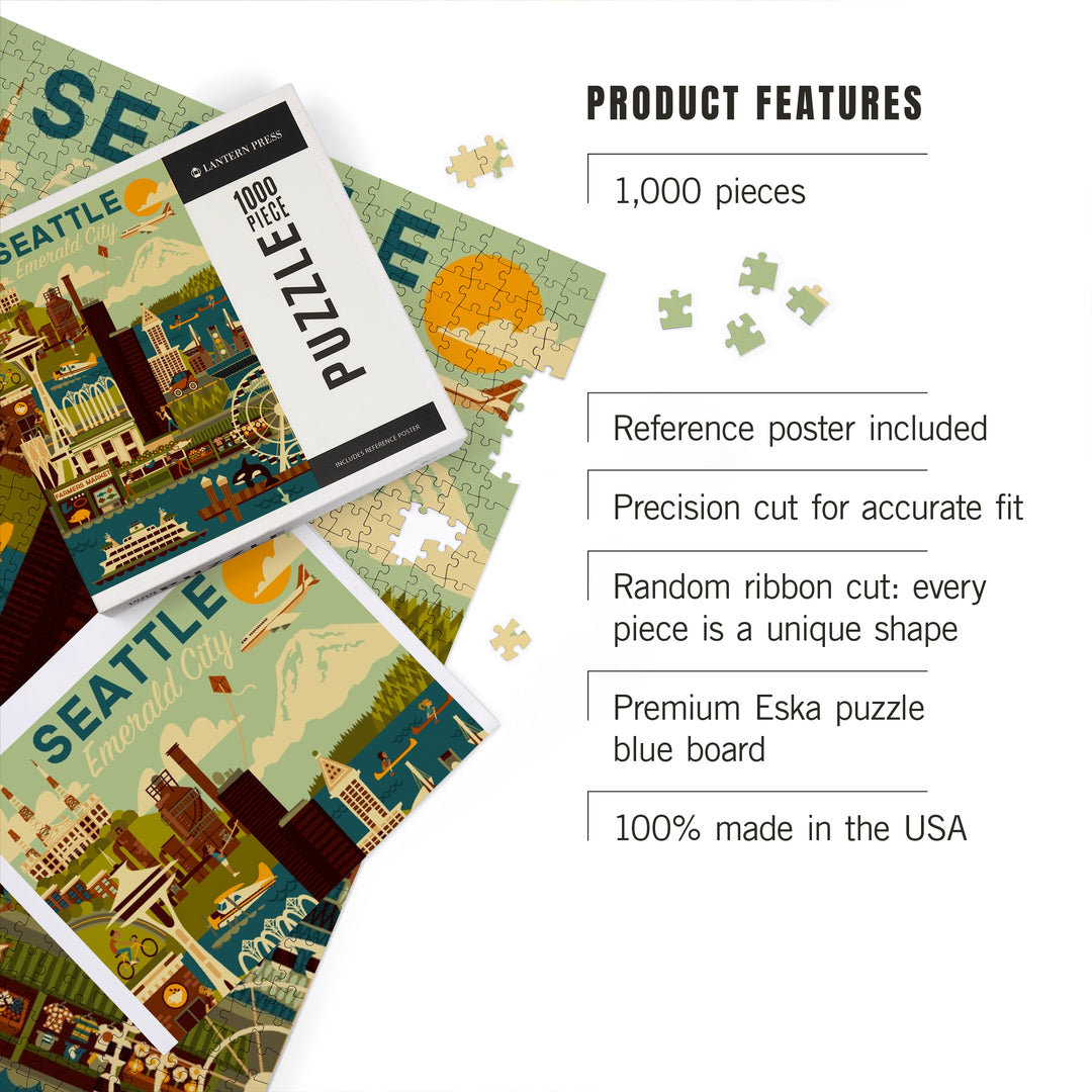 Seattle, Washington, Geometric, 1000 Piece Jigsaw Puzzle