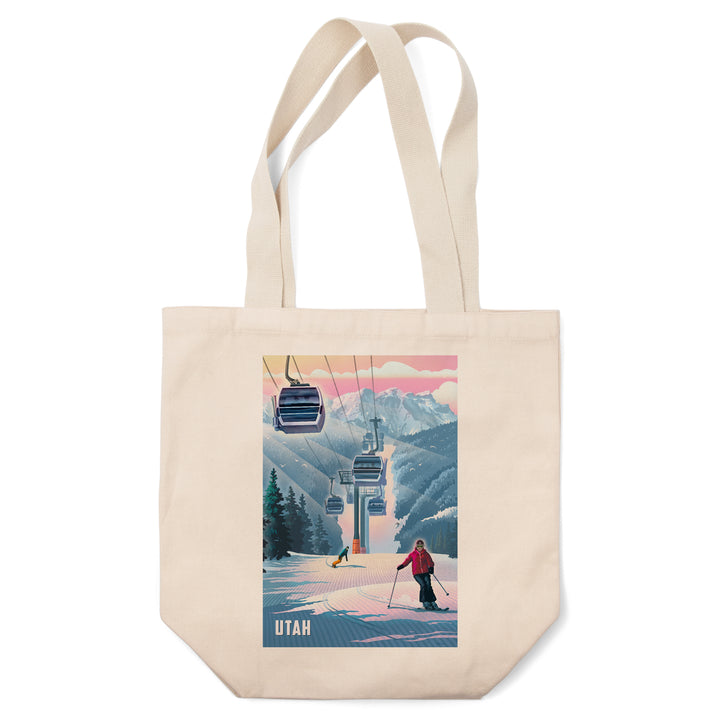 Utah, Lithograph, Gondolas, Steel, Tote Bag