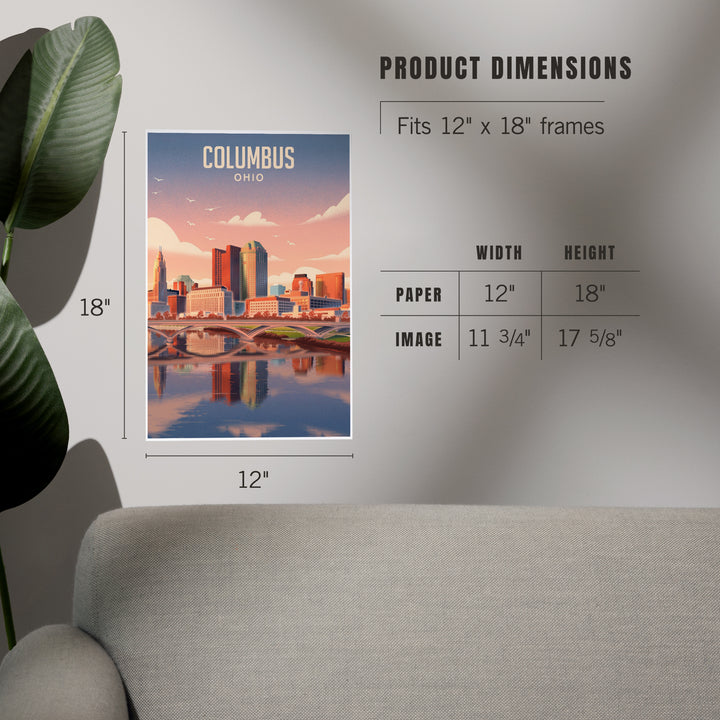 Columbus, Ohio, Lithograph City Series, Art & Giclee Prints