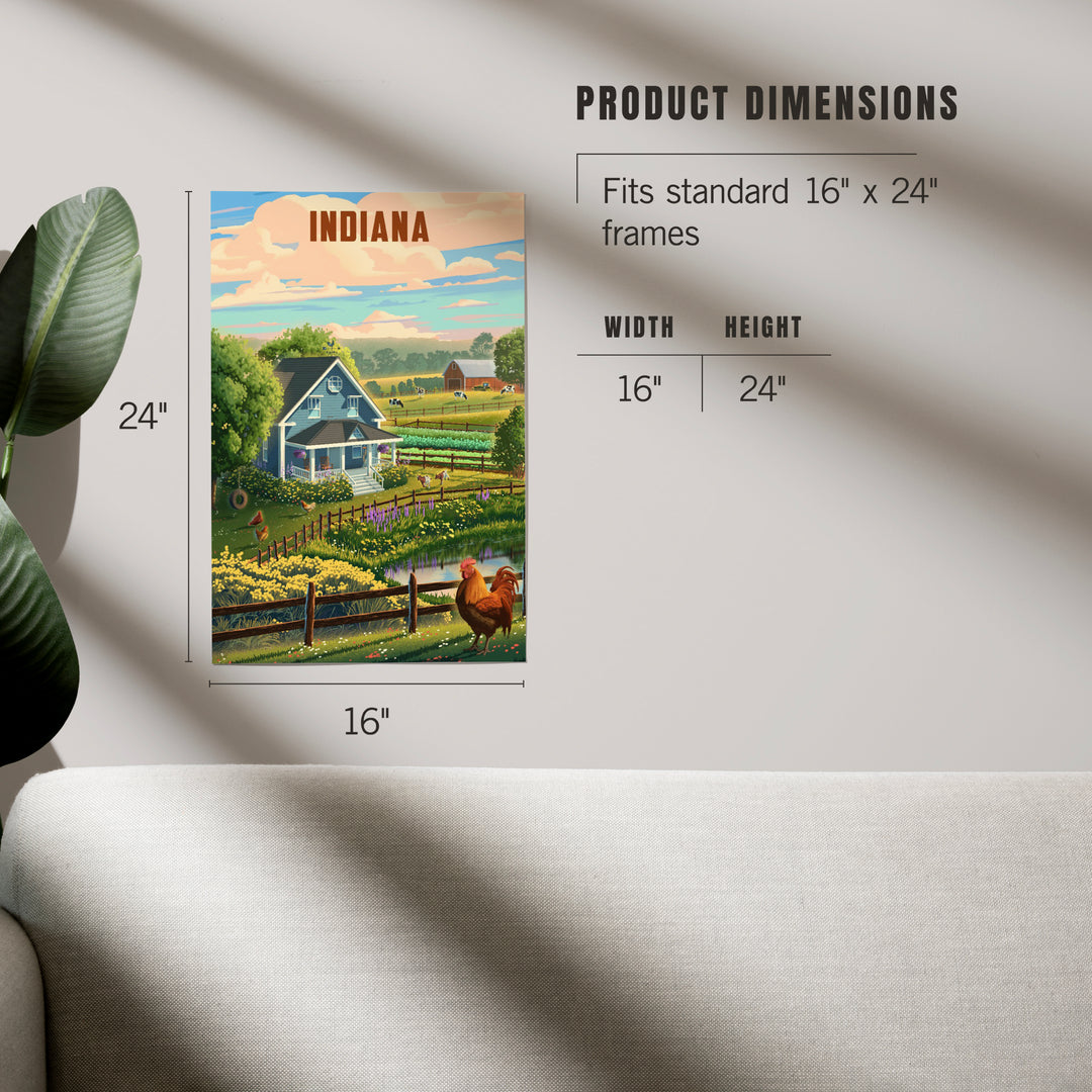 Indiana, Lithograph, Farm Life, Art & Giclee Prints