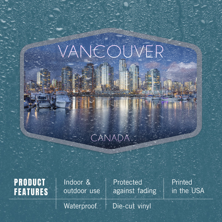 Vancouver, Canada, Marina and City, Contour, Vinyl Sticker