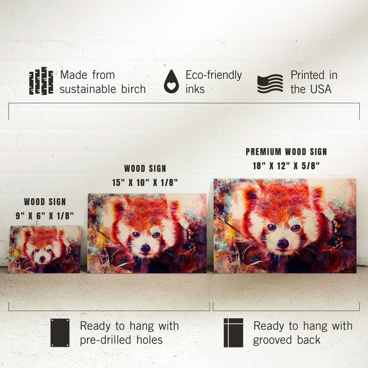 Red Panda, Vibrant Watercolor, Lantern Press Artwork, Wood Signs and Postcards