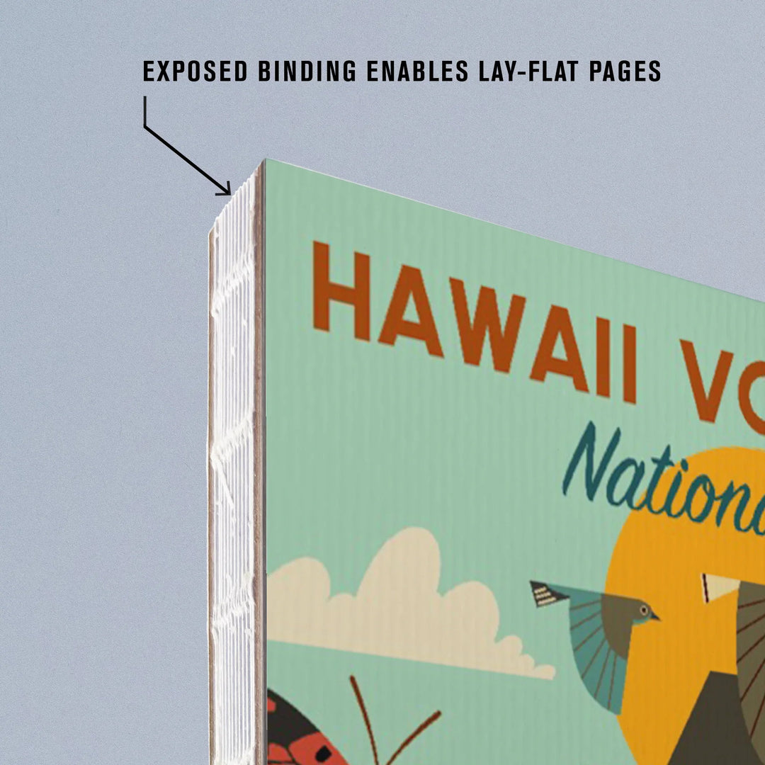 Lined 6x9 Journal, Hawaii Volcanoes National Park, Hawaii, Geometric National Park Series, Lay Flat, 193 Pages, FSC paper