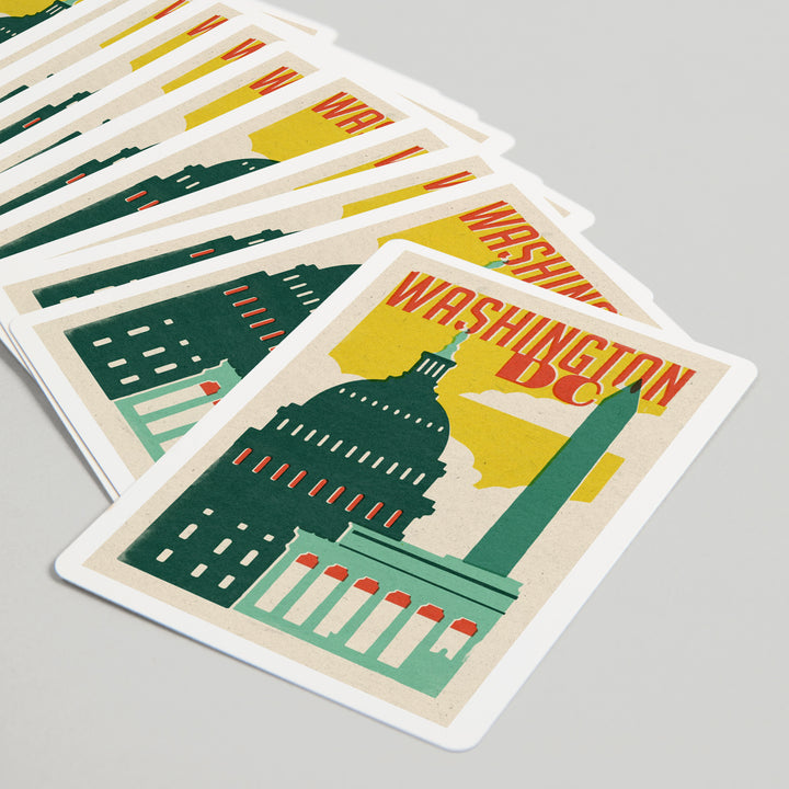 Playing Cards, Washington, DC, Woodblock City Series, Architectural Landmarks, 52 Card Deck with Jokers in Box, Unique Art