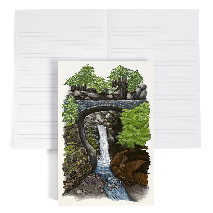 Lined 6x9 Journal, Christine Falls, Mount Rainier National Park, Illustration, Lay Flat, 193 Pages, FSC paper