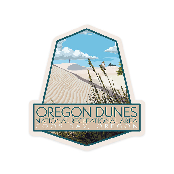 Coos Bay, Oregon, Sand Dunes Day Scene, Contour, Vinyl Sticker