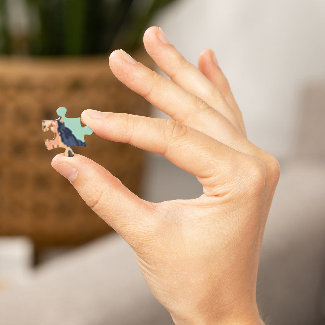 Denver, Colorado, Mountains With Elk at River, 1000 Piece Jigsaw Puzzle