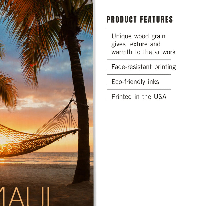 Maui, Hawaii, Hammock and Sunset, Wood Sign and Postcards