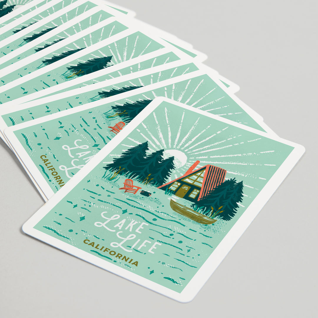 Playing Cards, California, Lake Life Series, Lake Life, 52 Card Deck with Jokers in Box, Unique Art