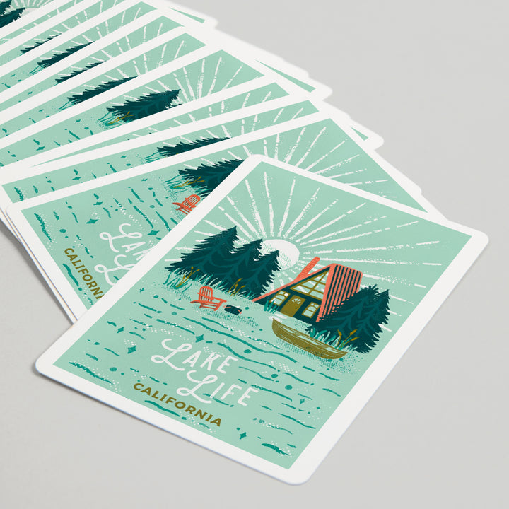 Playing Cards, California, Lake Life Series, Lake Life, 52 Card Deck with Jokers in Box, Unique Art