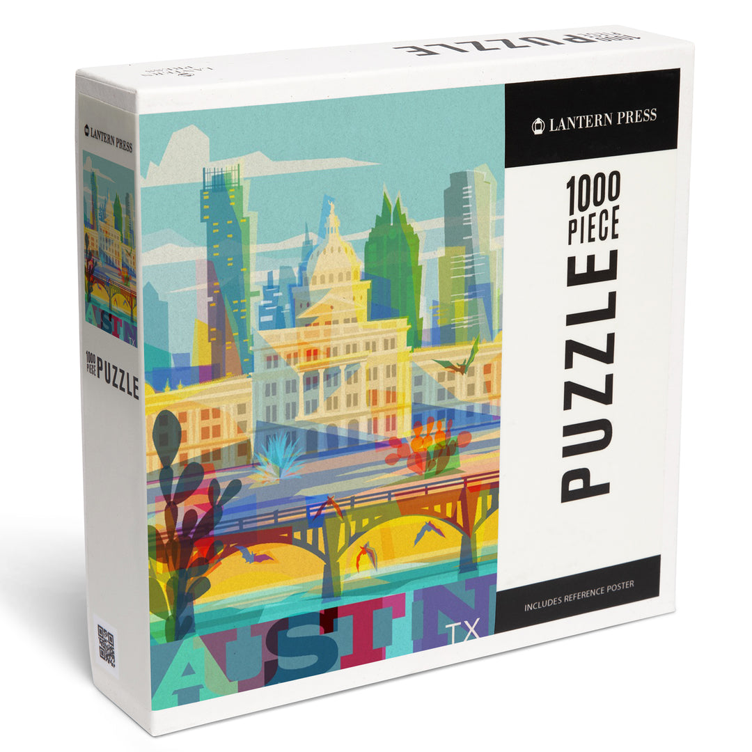 Austin, Texas, Colorful Skyline, City Series, 1000 Piece Jigsaw Puzzle