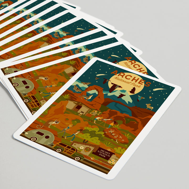 Playing Cards, Arches National Park, Utah, Geometric National Park Series, Night Scene, 52 Card Deck with Jokers in Box, Unique Art