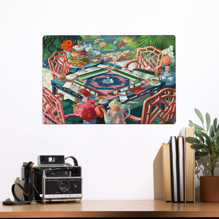 Oil Painting, Mahjong Life, 12x18 Metal Sign