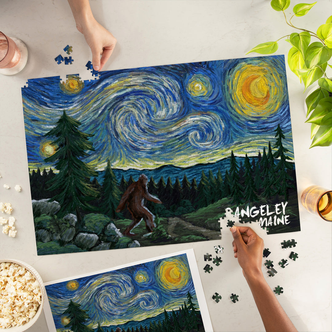 Rangeley, Maine, Starry Night, Bigfoot, Jigsaw Puzzle