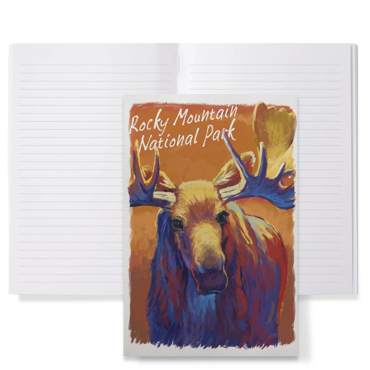 Lined 6x9 Journal, Rocky Mountain National Park, Colorado, Moose, Vivid, Lay Flat, 193 Pages, FSC paper