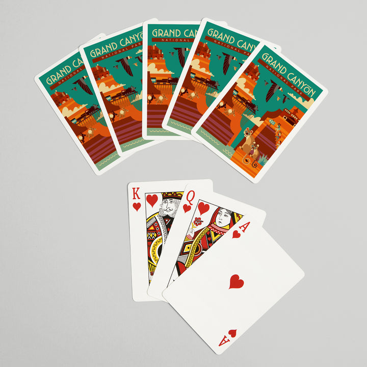 Playing Cards, Grand Canyon National Park, Arizona, Geometric, Simple Day Scene, 52 Card Deck with Jokers in Box, Unique Art