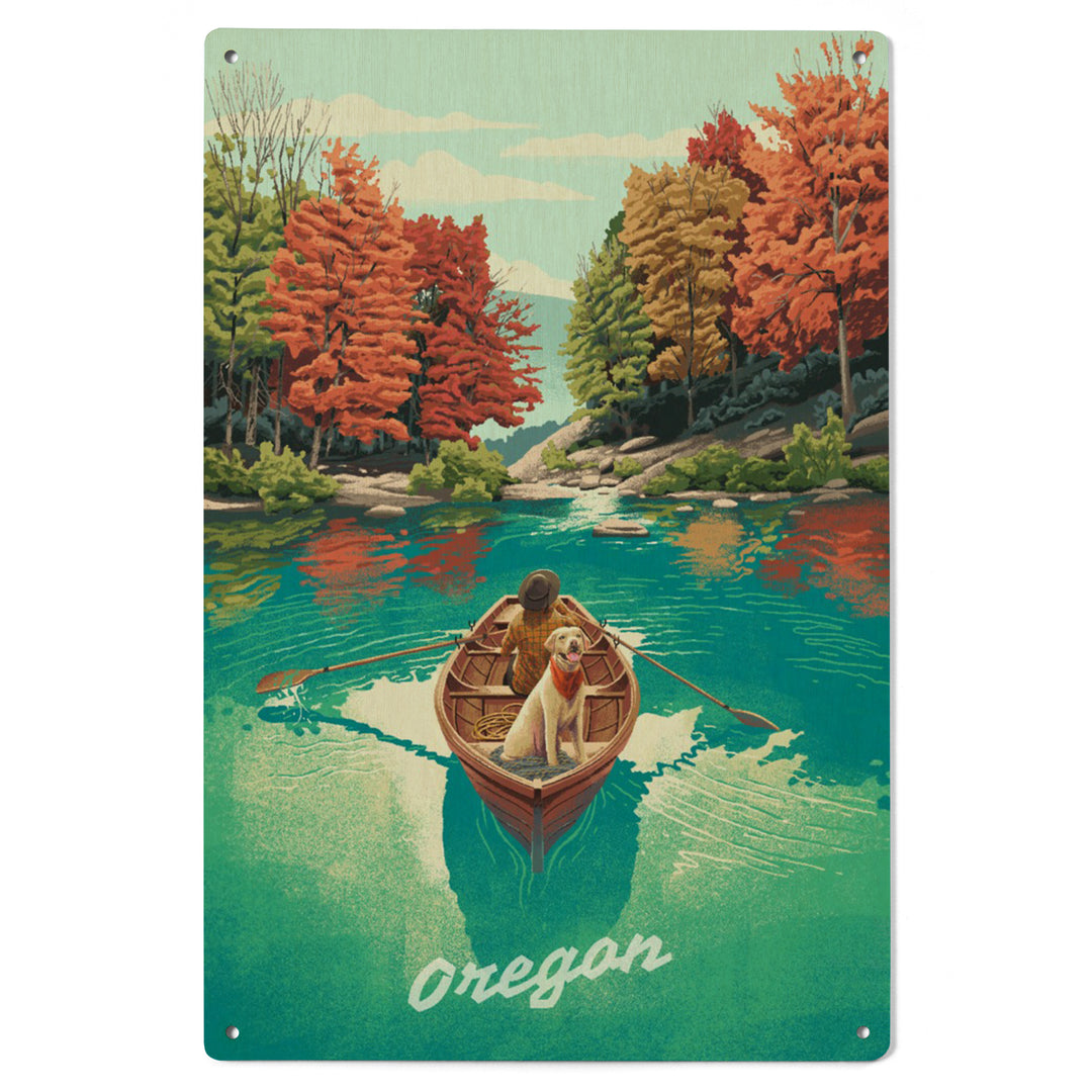 Oregon, Quiet Explorer, Boating, Mountain, Fall wood signs and postcards