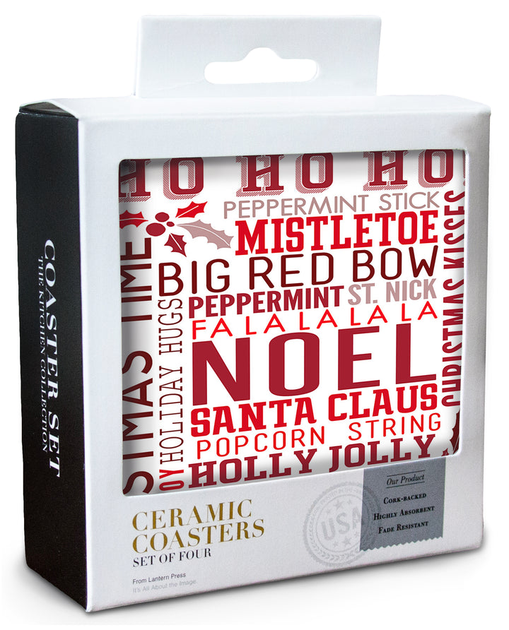Christmas, Ho Ho Ho, Typography, Coaster Set