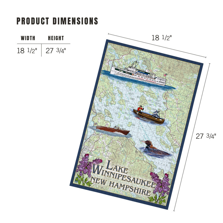 Lake Winnipesaukee, New Hampshire, Lake Chart, Jigsaw Puzzle