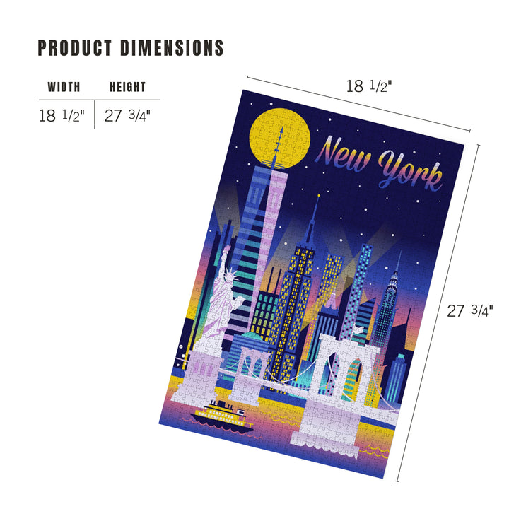 New York City, Retro Skyline Chromatic Series, Jigsaw Puzzle