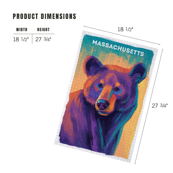 Massachusetts, Vivid, Black Bear, 1000 Piece Jigsaw Puzzle