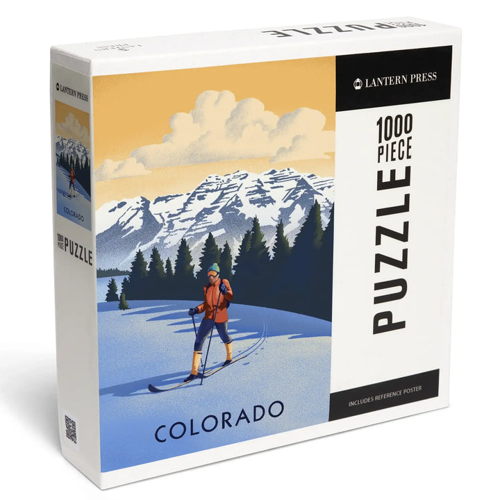 Colorado, Cross Country Skier, Lithograph, Jigsaw Puzzle