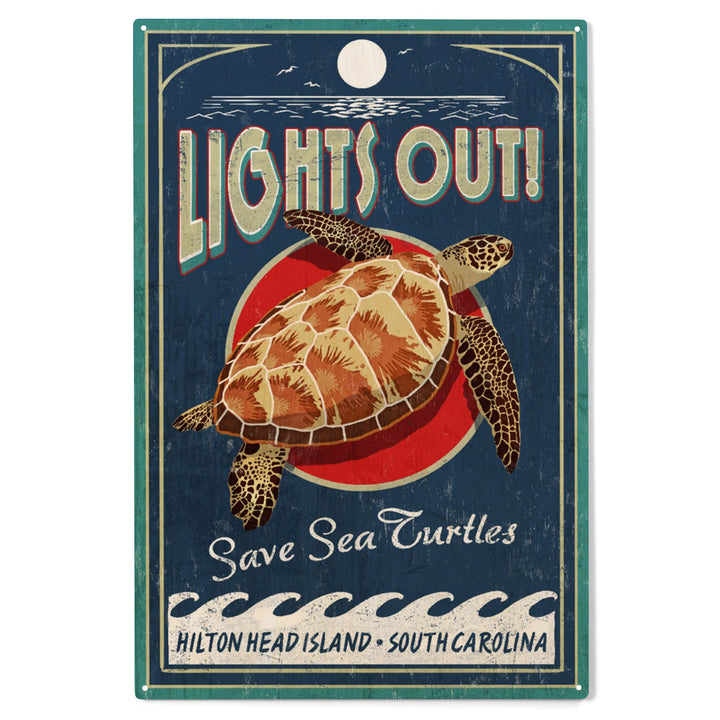 Hilton Head Island, South Carolina, Lights Out, Wood Sign and Postcards