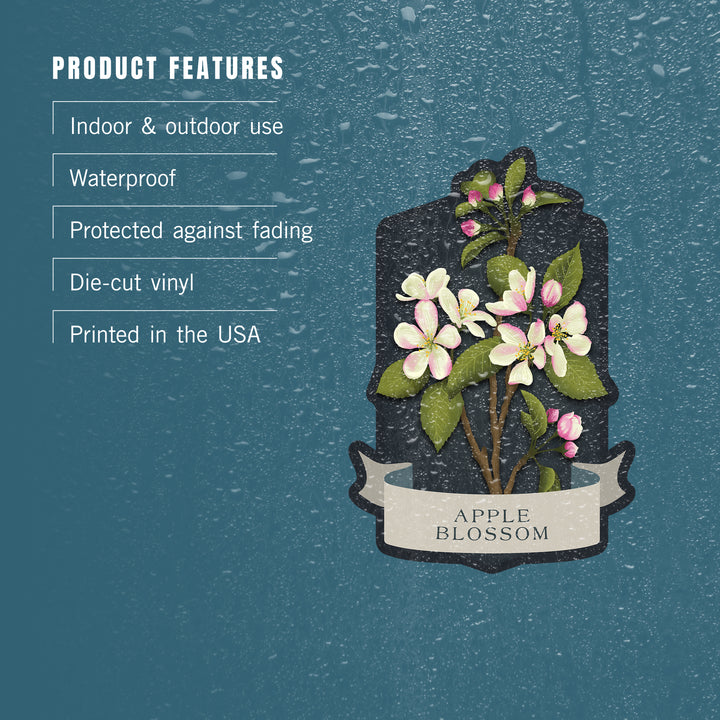 Vintage Flora Noir, Apple Blossom, Vinyl Sticker