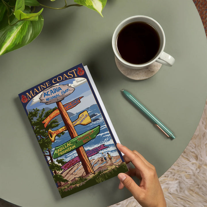 Lined 6x9 Journal, Acadia National Park, Maine, Destinations Sign, Lay Flat, 193 Pages, FSC paper